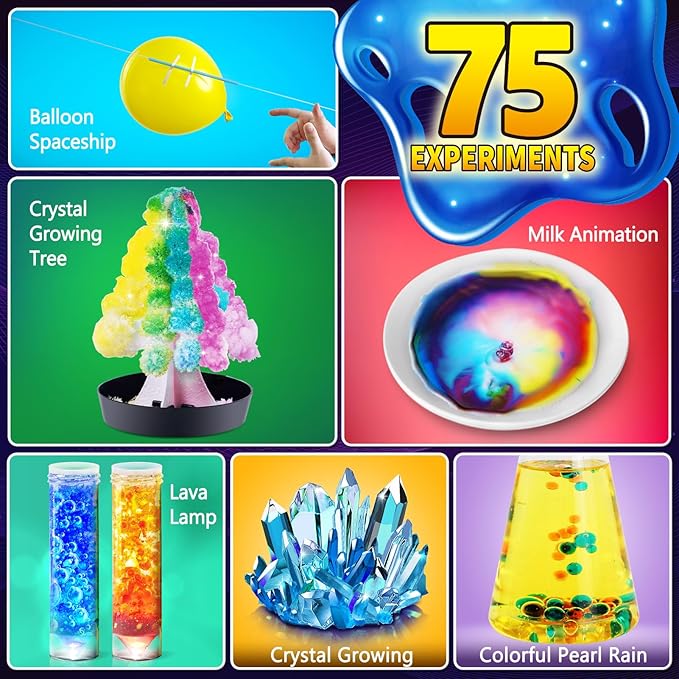 75 Experiments Science Kit for Kids, Chemistry Set, S.T.E.M Educational Birthday Christmas Toys Gifts Idea for Boys and Girls