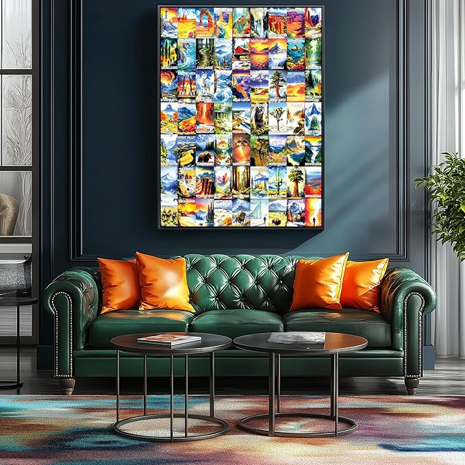 National Parks Puzzles for Adults 1000 Pieces Nature Travel Poster Map Beautiful Landscape Puzzle for Adults Jigsaw Puzzles 1000 Pieces Mountain Scene challenging Family Puzzle (27.5"x19.6")