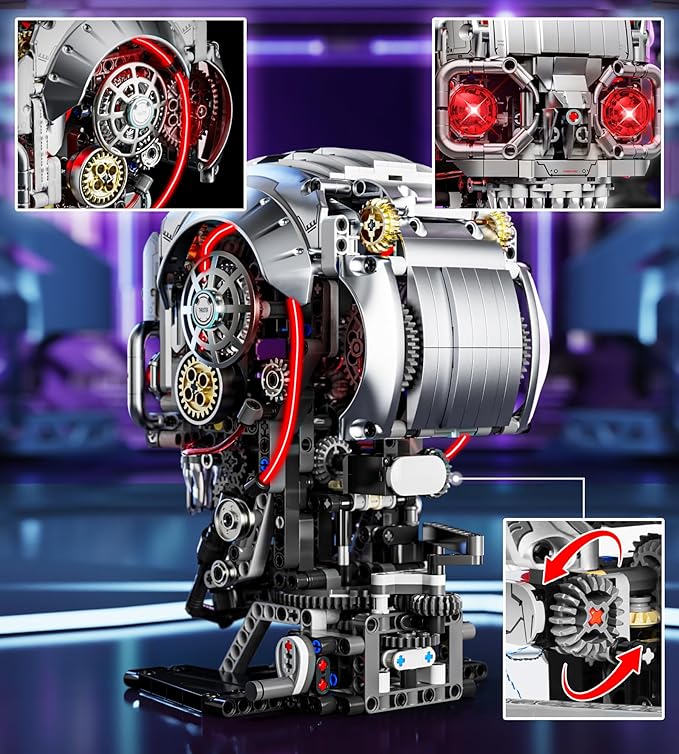 Mechanical Skull Building Set, Horror Ghost Zombie Skeleton Head Toy Home Decor, Creative Halloween Birthday Gift Toy for Adults Teens Boys Age 12+ (1099 PCS)