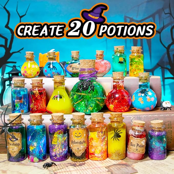 Magic Potions Craft Kit for Kids - Mix 20 Glow Witch Potion Bottles, Fairy Magic Potions Making Kit - Christmas Decorations Birthday Gifts for Girls Boys 6 7 8 9 10+