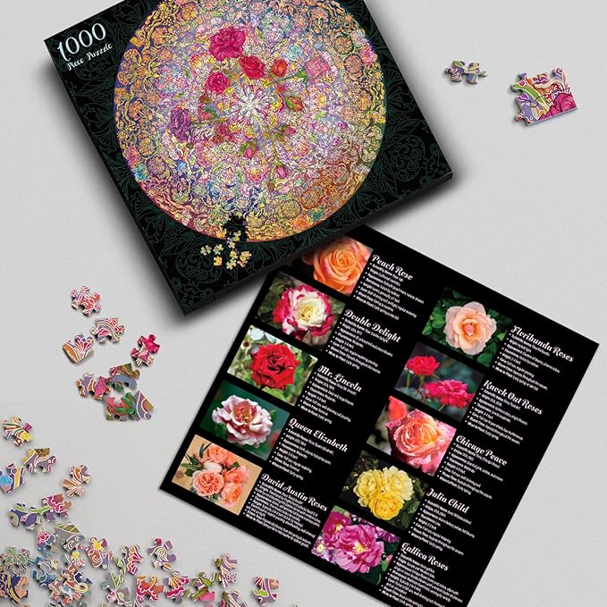 Antelope - 1000 Piece Mandala Puzzle for Adults, Mandalic Rose Jigsaw Puzzles 1000 Pieces,1000 Piece Round Puzzles, Flower Puzzles, High Resolution, Matte Finish, Smooth Edging, No Dust