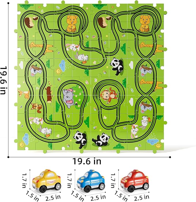 Bennol Toddler Toys Gifts for 2 3 4 5 Year Old Boys, 73 Jigsaw Puzzle Race Track Car Set Toys for Kids Boys Toddlers 1-3 2-4 3-5 4-6, Puzzle Tracks Car Toy Gifts for 2 3 4 5 Year Old Boy Kids