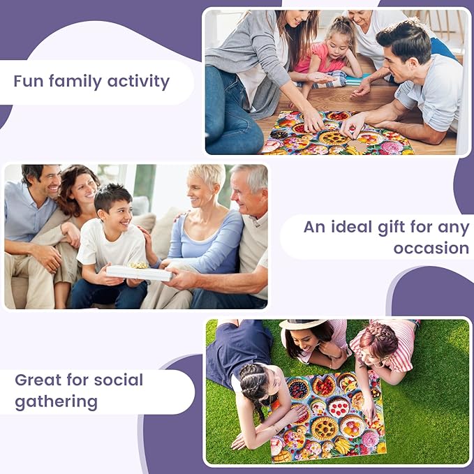 300 Piece Puzzles for Adults, Jigsaw Puzzles 300 Pieces for Adults Kids Delicious Pie Dessert Puzzle for Adults 300 Pieces Recycled Cardboard Jigsaw Puzzles Challenging Game Birthday Party Gift