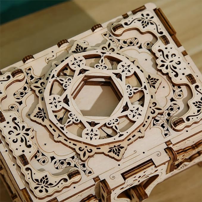 3D Wooden Puzzles Antique Box - Store Your Jewelry - DIY Gift Box, Brainteaser and Puzzle for Christmas/Birthday,Gifts for Adults and Teens to Build Combination