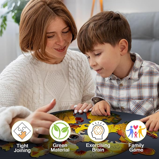 Christmas Birthday Gifts for Kids Girls Boys, Wooden Jigsaw Puzzles for Kids Ages 4-6, 50 Piece Unique Shape Animal Theme Puzzle - Preschool Learning Educational Toys for Kid 3+ (Giraffe)