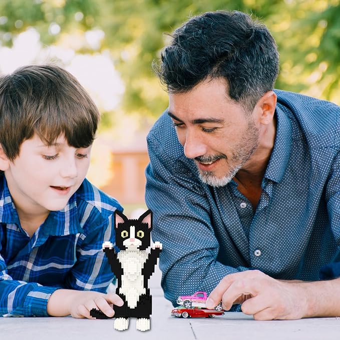 Larcele Micro Building Blocks Set, DIY Mini Building Toy Bricks for Age Over 12 Years, 1227 Pieces KLJM-05 (Devon Rex Cat)