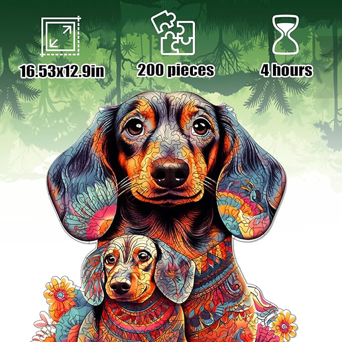 Wooden Puzzle for Adults - 200 Piece Irregular Animal Shaped Jigsaw Puzzle, Unique Creative Gift for Adults and Kids