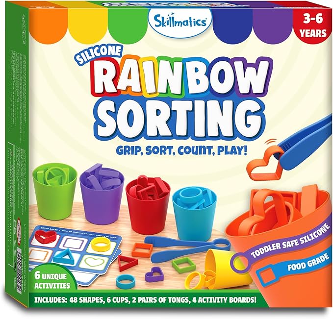 Skillmatics Silicone Rainbow Sorting Game - Learning & Educational Toy, Sorting, Counting & Sequencing Skills, Gift for Toddlers & Preschoolers Ages 3, 4, 5, 6