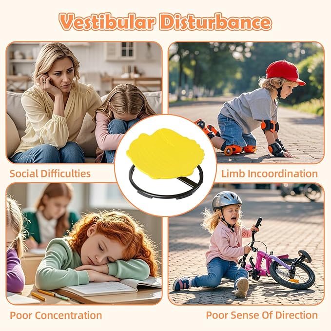 Spinning Chair for Kids, Sensory Integration Training Swivel Chair for Children with Autism & ADHD, for Balance & Body Coordination Training, Yellow Dinosaur