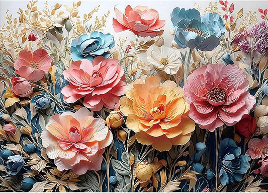 Floral Garden 1000 Piece Jigsaw Puzzle for Adults Vintage Botanical Art Colorful Flowers Challenging Adult Puzzle with Poster Challenging Puzzle 27.6x19.7 Inch Art Puzzle