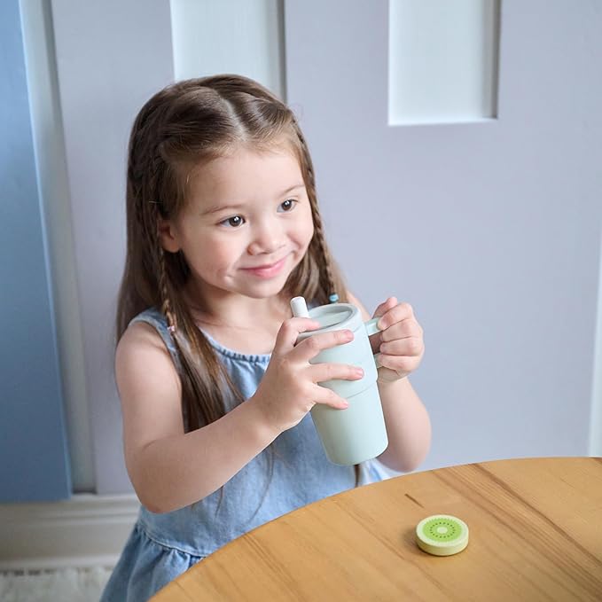 Teamson Kids Little Chef Santa Barbara Wooden Healthy Dessert Set - 27 Pieces Pretend Toy Food Accessories Plus Oven & Blender, Educational Role-Play for Kids Ages 3+, White