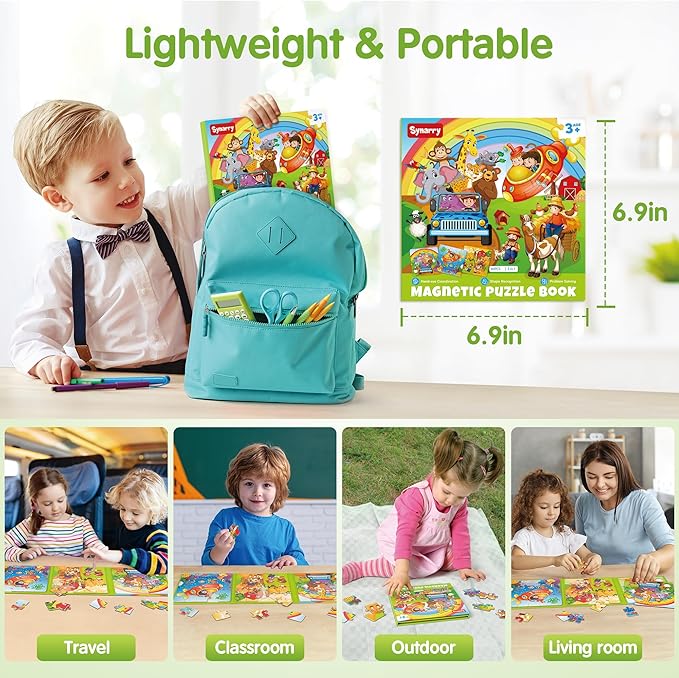 SYNARRY Magnetic Puzzles for Kids Ages 3-5, 20 Pieces Toddler Animal Puzzles, Children Travel Activity Toys Games for 3 4 5 6 Years Old Kids Boys Girls in Car Airplane, Learning Magnet for Road Trip