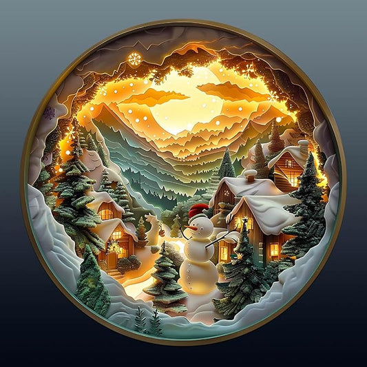 Christmas Wooden Puzzles for Adults, Snow Village Wooden Jigsaw Puzzle, Wood Puzzles Adult, Presents for Family and Friends, Wall Art Home Decor (L-13.4 * 13.4in- 280 Pieces)