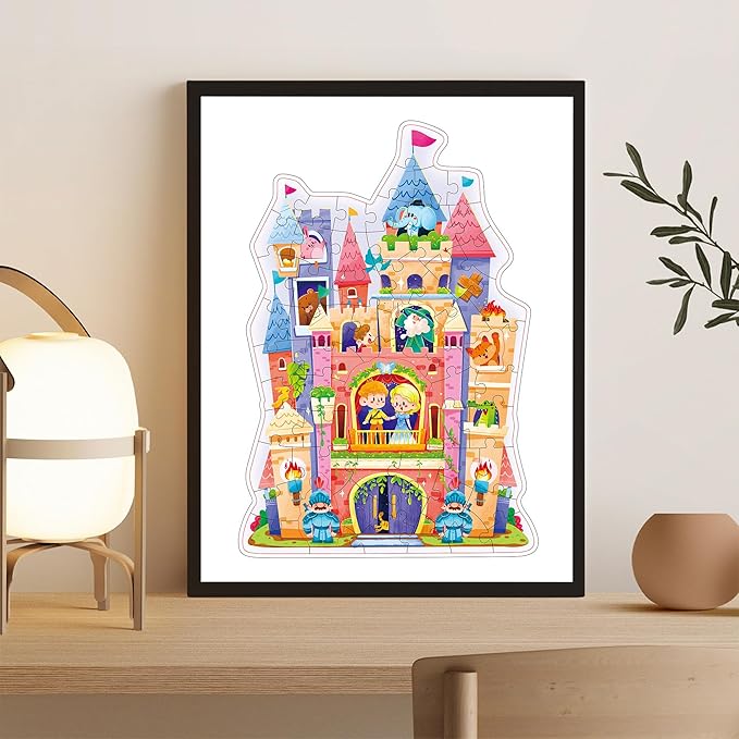 60 Piece Jigsaw Puzzles for Kids Ages 3-5 - Colorful Castle Puzzle, for Screen-Free Fun, Premium Quality, Engaging Family Activity