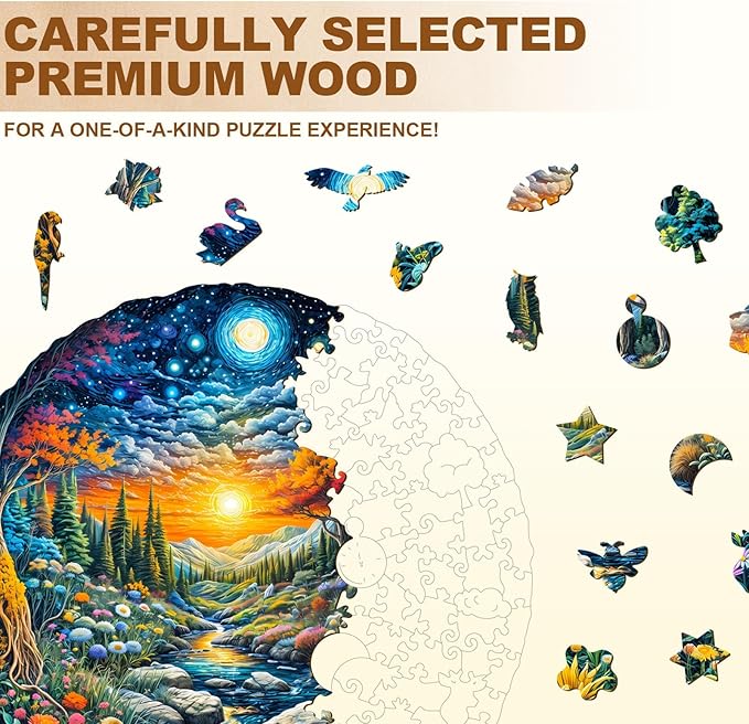 Sun Moon Forest Puzzles Adults Gifts Wooden 270 Pieces 13.4 * 13.4in