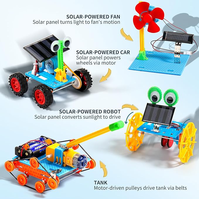 STEM Kits for Kids Ages 8-10 12-14, 4 in 1 Solar Powered STEM Toys for Boys Science Engineering Robotics Robot Building Kits Projects for Kids Age 8-12, Building Toys Crafts for Boys 8-12 6-8