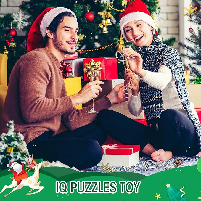 24 Pack Brain Teaser Puzzle Set Wooden and Metal 3D Interlocking IQ Toys for Adults and Teens Educational Games(Fun Style)