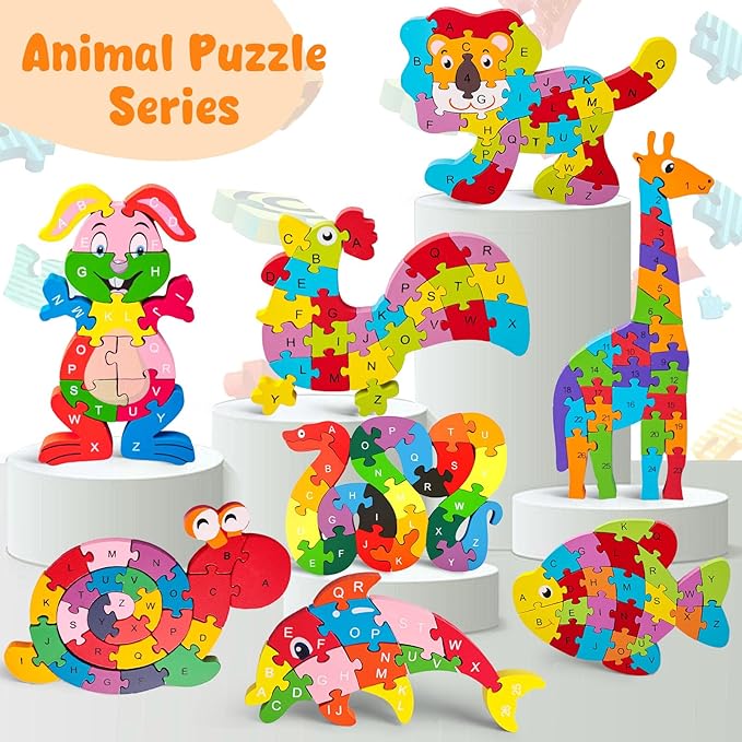 LovesTown Montessori Wooden Alphabet Puzzle for Toddlers, Snake ABC Learning Toys for Kids, Educational Preschool Jigsaw Puzzle for Early Childhood Development, Ideal Gift for Boys and Girls