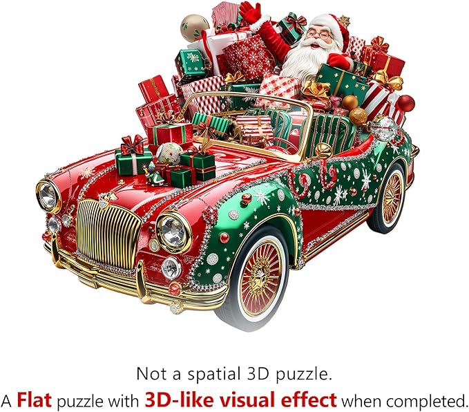 WOODBESTS Wooden Puzzles for Adults (145 Piece, M, 11.4 * 9.9in) Christmas Car Wood Puzzle Adult, Unique Wooden Animal Jigsaw Puzzles, Family Game and Birthday Gifts for Friend