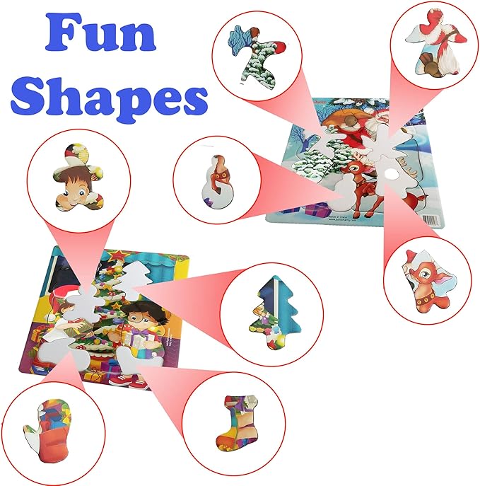 Just Smarty Preschool Christmas Puzzles for Kids Ages 3-5 Set of 2 | Fun Shapes 13 & 15 Pieces Santa Design with Tray | Christmas Best Gift | Educational Kids Puzzles Ages 3-5 Level 4