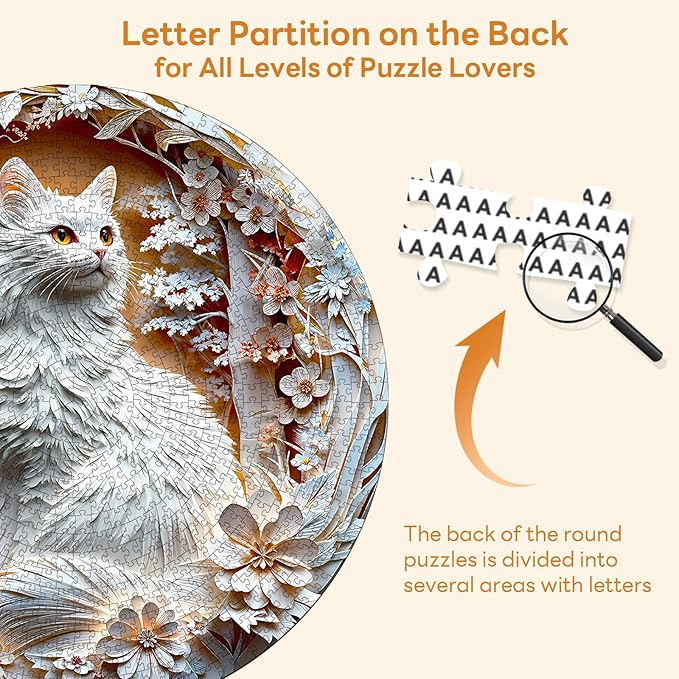 Masseruon 1000 Piece Puzzle for Adults, 26.6 * 26.6in Cat Puzzle for Adults, 1000 Pieces Flat Puzzles with 3D Visual Effect When Completed, Adult Puzzles Games