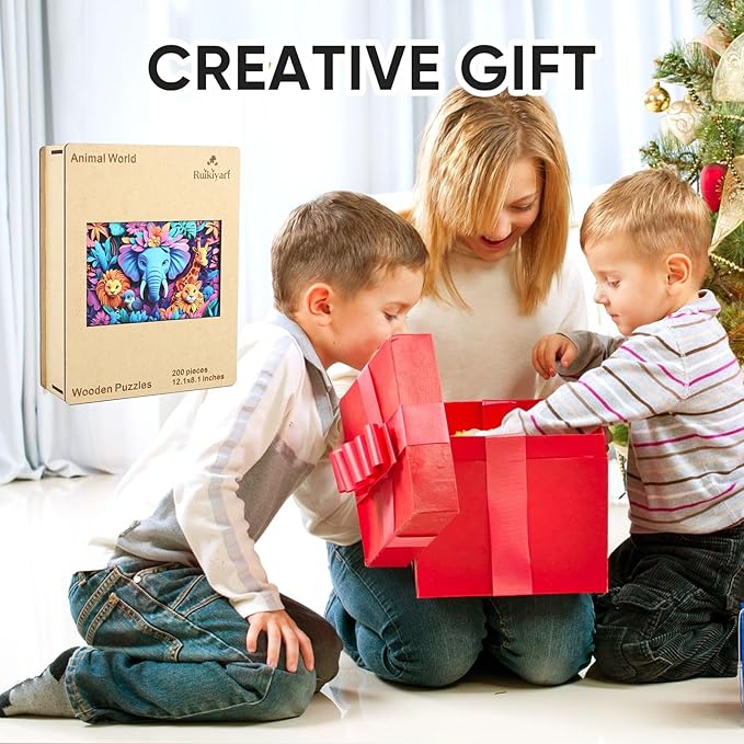 Ruikiyart Wooden Puzzles for Adults, 5MM 500 Pieces Animal World Wooden Jigsaw Puzzles, Unique Shaped Puzzle Gifts for Adults and Kids on Thanksgiving,Family Puzzle Games(16.7"*11.2")