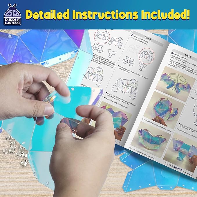 PURPLE LADYBUG Prismic Make Your Own 3D Heart Table Light for Girls, DIY Room Decor Craft, Gift for Girls 8, 9, 10, 11, 12-16 Years Old, Tweens & Teens, Birthday Gifts, Kids Arts and Crafts