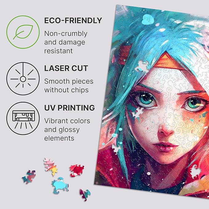 UNIDRAGON Original Wooden Jigsaw Puzzles — Pop Art Anime Hanako Chan — 250 Pieces Puzzle Rectangular Shape 12.6 x 9 Inches — Beautiful Gift Package, Best Gift for Adults and Kids