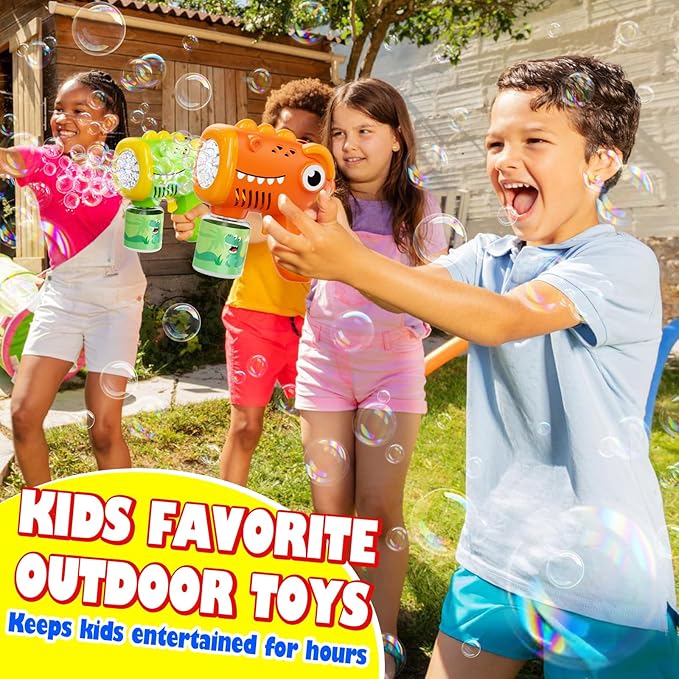 Toys for Ages 3-8 Boys Girls: Yunaking 2 Pack Bubble Machine Gun for Kids Rechargeable with Bubble Solutions, Kids Toys Gifts for 3 4 5 6 7 8 Years Old Boy Girl Birthday Toy for Kid Toddlers Ages 4-6