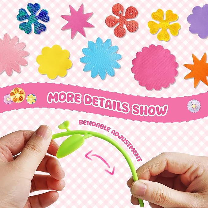 DIY Flower Accessories Set, DIY Art & Craft Kits Toys for Kids Girls, Gift for 4 5 6 7 8 Year Old Toddler Girl, Educational Activity Preschool Birthday Christmas Gifts, Suitable for All Flower Toys