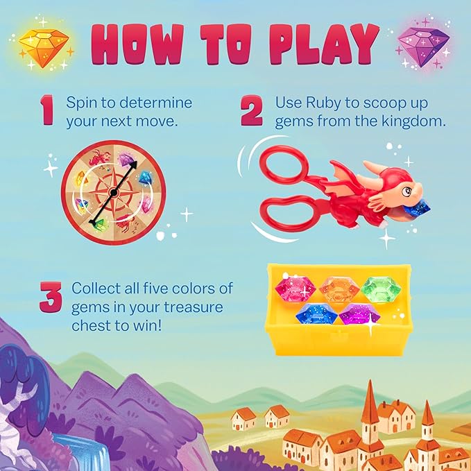 Educational Insights Ruby's Gem Quest - Preschool Fine Motor Board Game for Kids, Learning Scissor Skills & Color Matching, Fun Family Game Night, Therapy Games & Tweezer Toys, for 2-4 Players Ages 3+
