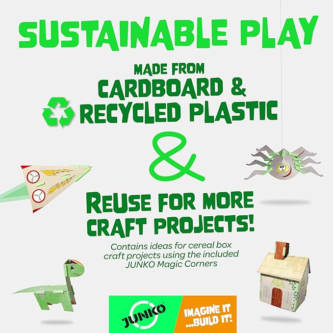 JUNKO Fantasy Headpieces Craft Kit – Build & Color Unicorn, Princess Crown & Warrior God – Ages 6–10 – Recycled, Reusable – Creative Parent-Child Activity