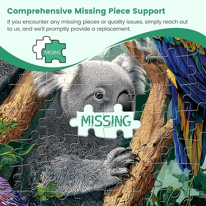 300 Piece Puzzle for Adults, Koalas and Parrots Colorful Jigsaw Puzzle, Relaxing 300 Piece Puzzle, Perfect for Family Game Night, Home Wall Decor, Ideal Gift for Adults, Kids, Seniors, 20.5 x 15 in