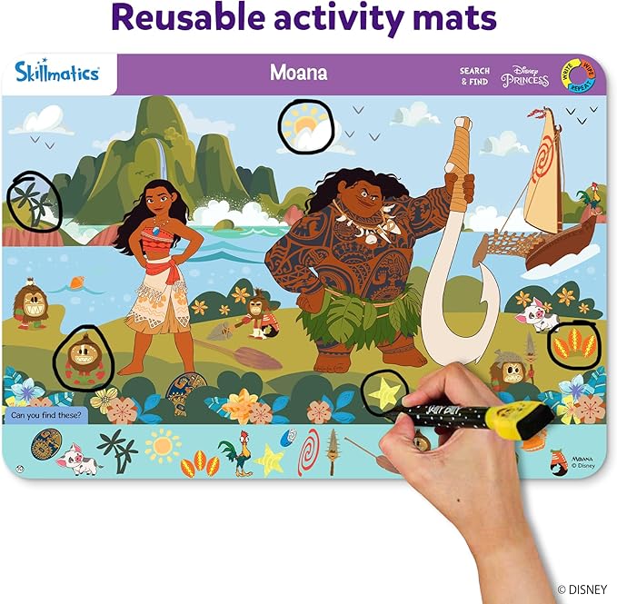 Skillmatics Search and Find Disney Princess Educational Game - Reusable Preschool Learning Activities, Perfect for Toddlers & Kids Who Love Toys, Art & Crafts, Gifts for Boys & Girls Ages 3, 4, 5, 6