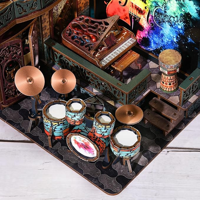 Book Nook Kit, Book Nook Kits for Adults and Teens, DIY Miniature Dollhouse Kit 3D Wooden Puzzle Booknook Bookend with LED Light