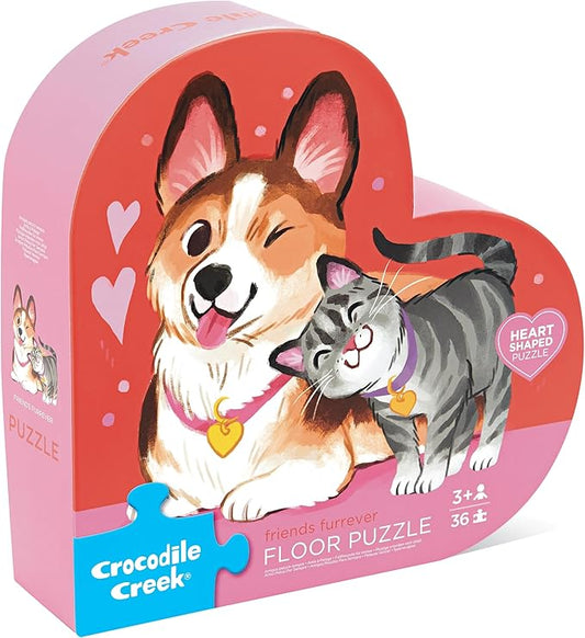 Crocodile Creek Jigsaw Puzzle, 36 Piece for Kids 3 Years and Up, Heavy-Duty Shaped Box for Storage, Finished Puzzle Size 18 x 18 inches, Friends Fur-Ever