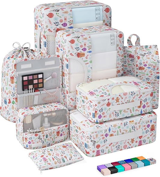 Veken 8 Set Packing Cubes for Travel Kids, Beach Vacation Essentials Accessories for Cruise Ship, Suitcase Organizer Bags for Luggage with Hanging Toiletry & Shoe Bag, Birthday Gifts for Women Mom Her