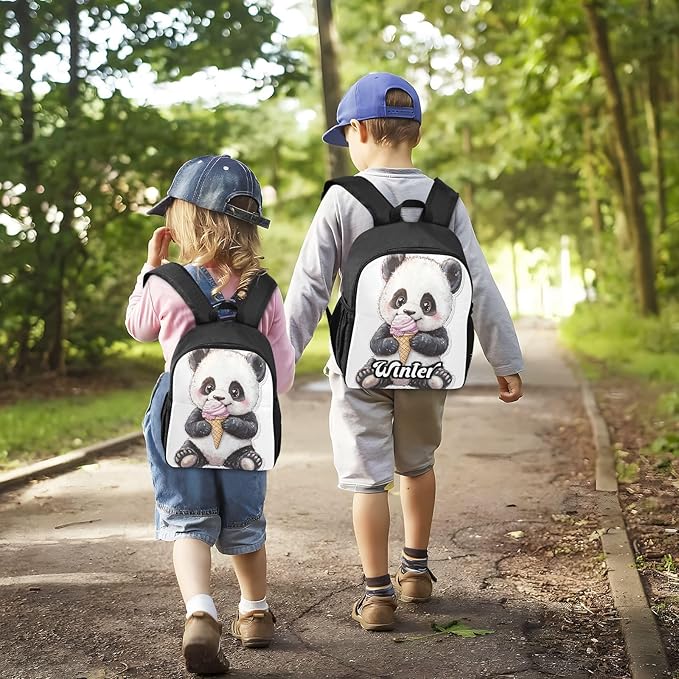 Panda Cute White Toddler Backpack for Boys Girls 3-6 Small Travel Backpacks for Kids Preschool Bookbag for Elementary Kindergarten for Travel