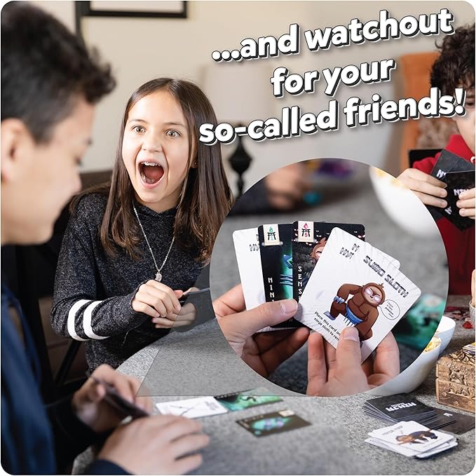 Card Games for Kids 8-12 Ninja Sloths 2 + Players, Ages 8+ Strategic Fun Family Games for Kids 8-12, Teens and Adults Easy to Learn & Quick, Strategy | Christmas Family Game Night, Kid and Adults
