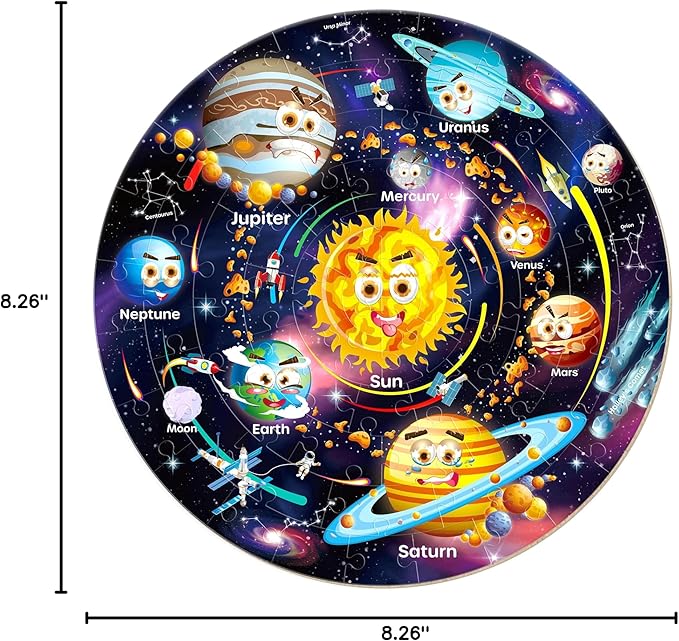 SYNARRY Solar System Floor Puzzles for Kids Ages 4-8, Large 70 Piece Jigsaw Puzzles for Kids Ages 4-6, Space Planet Astronaut Toys Gifts Puzzles for 3-5 5-7 8-10 Years Old Toddlers Boys Girls Children