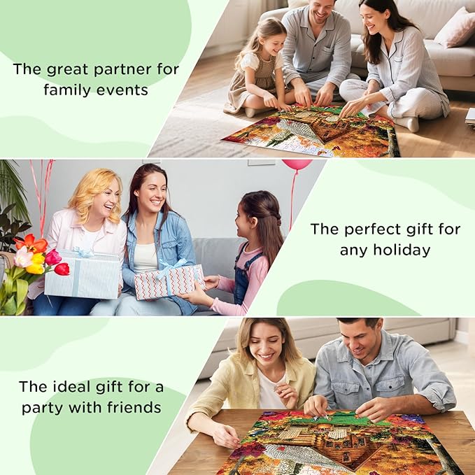 300 Pieces Puzzle for Adults, House and Forest Jigsaw Puzzle 300 Pieces, Butterfly, Fallen Leaves and Pumpkins Puzzle for Kids Seniors, Challenging Home Decor Holiday Party Gift Toy 20.5 * 15 in