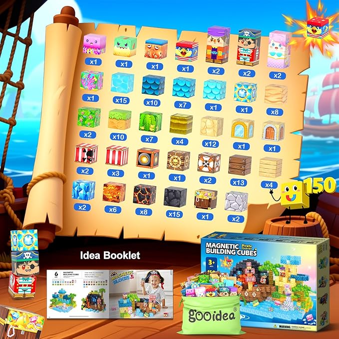 Magnetic Blocks - 150PCS Magnetic Building Blocks Magnet Toys for Kids Age 3-5 4-8 5-7 8-12, Mine Magnet World Craft Construction, Stacking Sensory Toy Christmas Birthday Gifts for Boys Girls