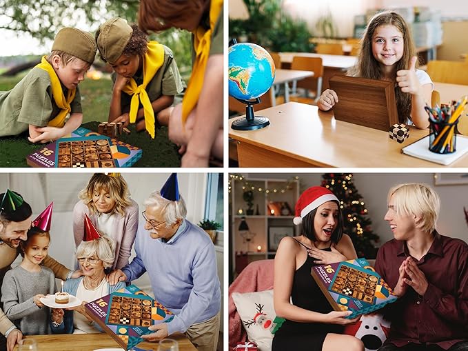 BSIRI 16 in 1 Wooden Brain Teaser Puzzles for Adults and Teens or Kids Interlocking 3D Mini Wood Mind Games Hand Puzzle Teasers Set Toys Coffee Table Games Gift