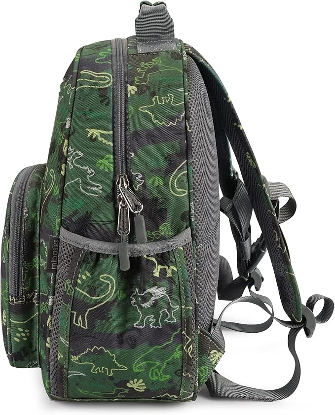 mibasies Boys Backpack 5-8: Lightweight Kids Backpacks Boys - Boy Bookbag for Elementary School - Green Dinosaur
