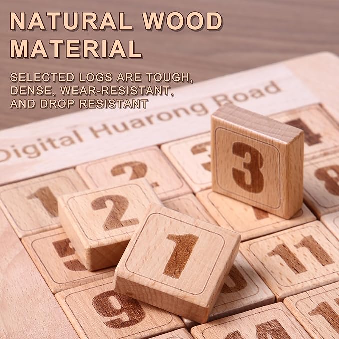 Wooden Number Sliding Puzzle，Brain Teasers Toy Tangram Slide Puzzle Game，Sequential Puzzles Board Game，Educational Toys for Kids and Adults（Number 1-24）