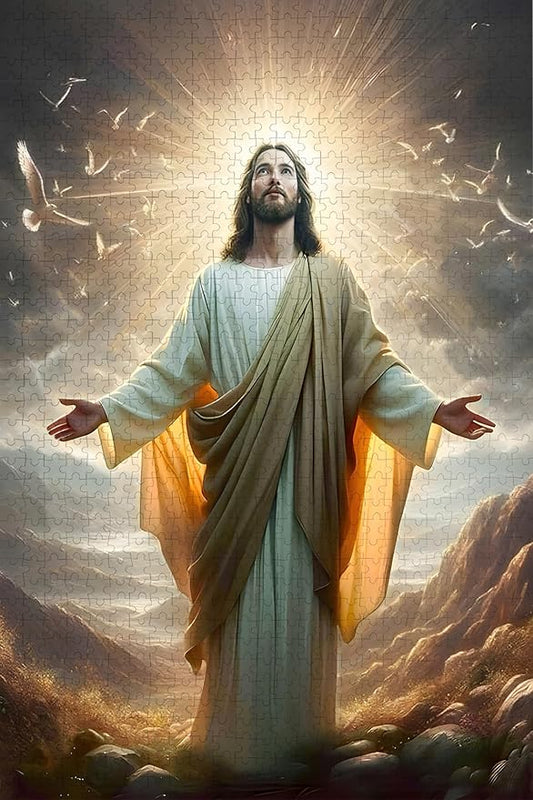 Jesus Puzzle，300 Pieces Premium Quality Wooden Puzzle，Stress Relieving Toys,Parent-Child Games,Gifts,Educational Toys,Size: 15.7 x 11 inches and 1:1 Original Picture Poster