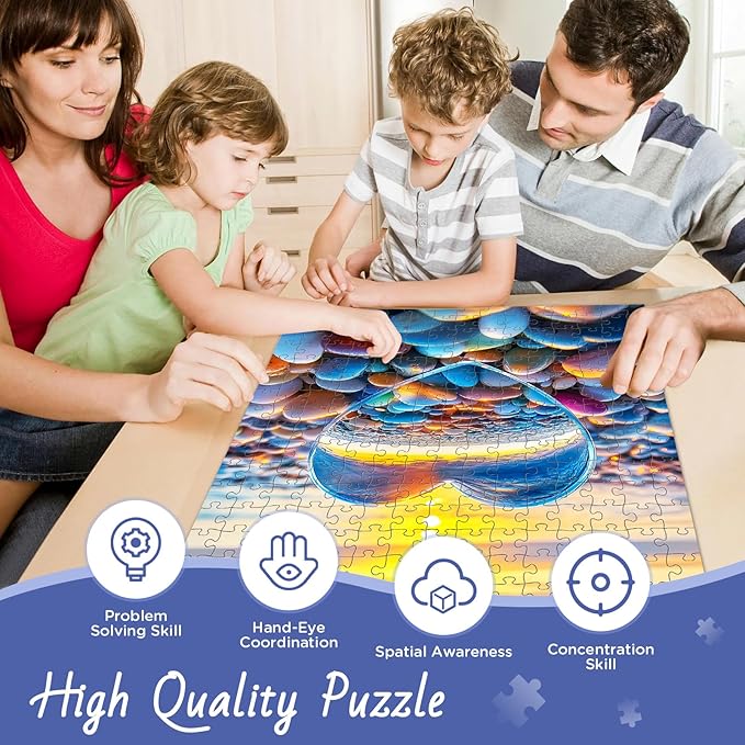 300 Piece Puzzles for Adult, Sunset Beach Jigsaw Puzzles 300 Pieces for Adults Kids Senior, Love Cobblestone Theme Adult Jigsaw Puzzles, Challenging Family Fun Puzzle Activity Game Gift 20.5 X 15 in