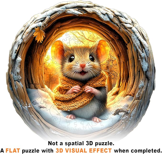 Wooden Puzzles for Adults - Unique Shape 3D Vision Wooden Puzzle - Cave Mouse Wooden Puzzles - Challenging Adult Animal Puzzles Creative Gifts - Birthday Gifts for Adults - Puzzle Toys - (100pcs)