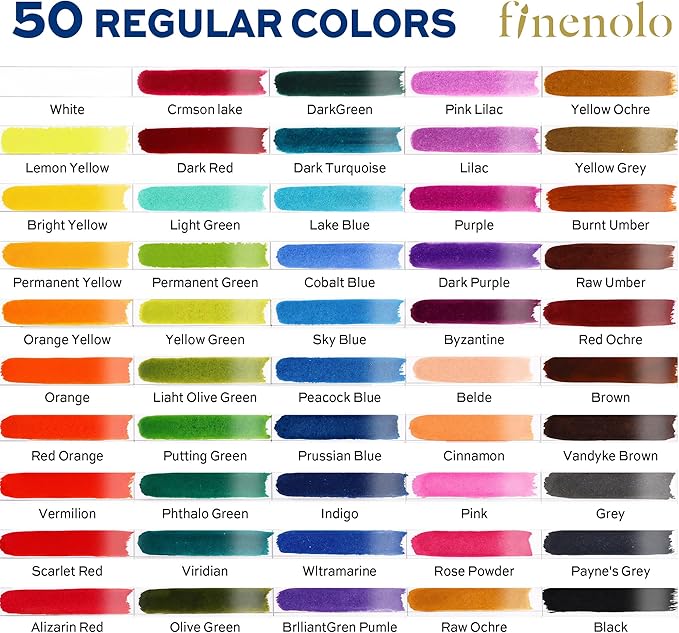 50-Color Watercolor Paint Set with 8 Brushes (Water Brush + Detail Brushes), 3 Mixing Palettes & Complete Accessories, Perfect for Beginners,Great for Outdoor Sketching, Painting Creation, Holiday Gifts