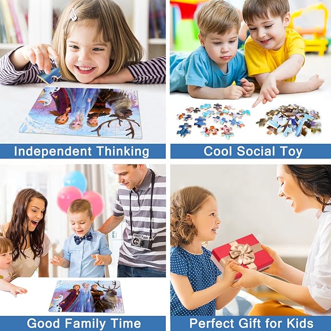 Puzzles for Kids Ages 4-8, 60 Pieces Puzzles for Kids Ages 3-5 in a Metal Box Girls and Boys Learning Educational Jigsaw Puzzle Toys Gifts